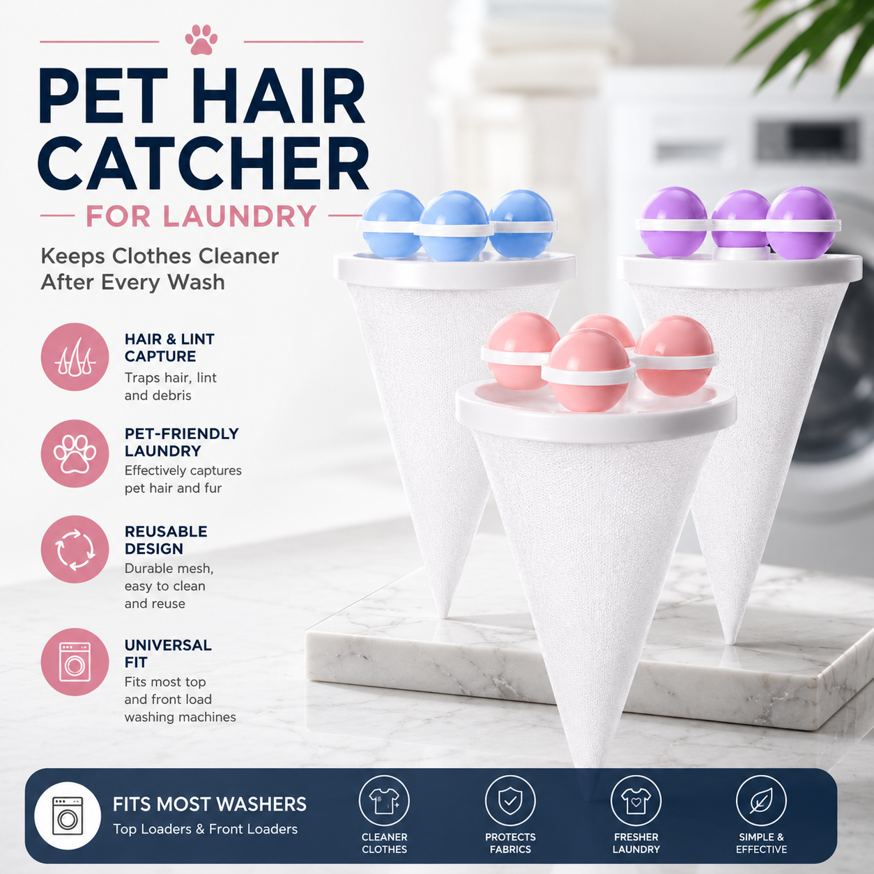 🔥 Flash Sale: 70% OFF – Pet Hair & Lint Catcher – Reusable Floating Filter Bag – 3-Pack